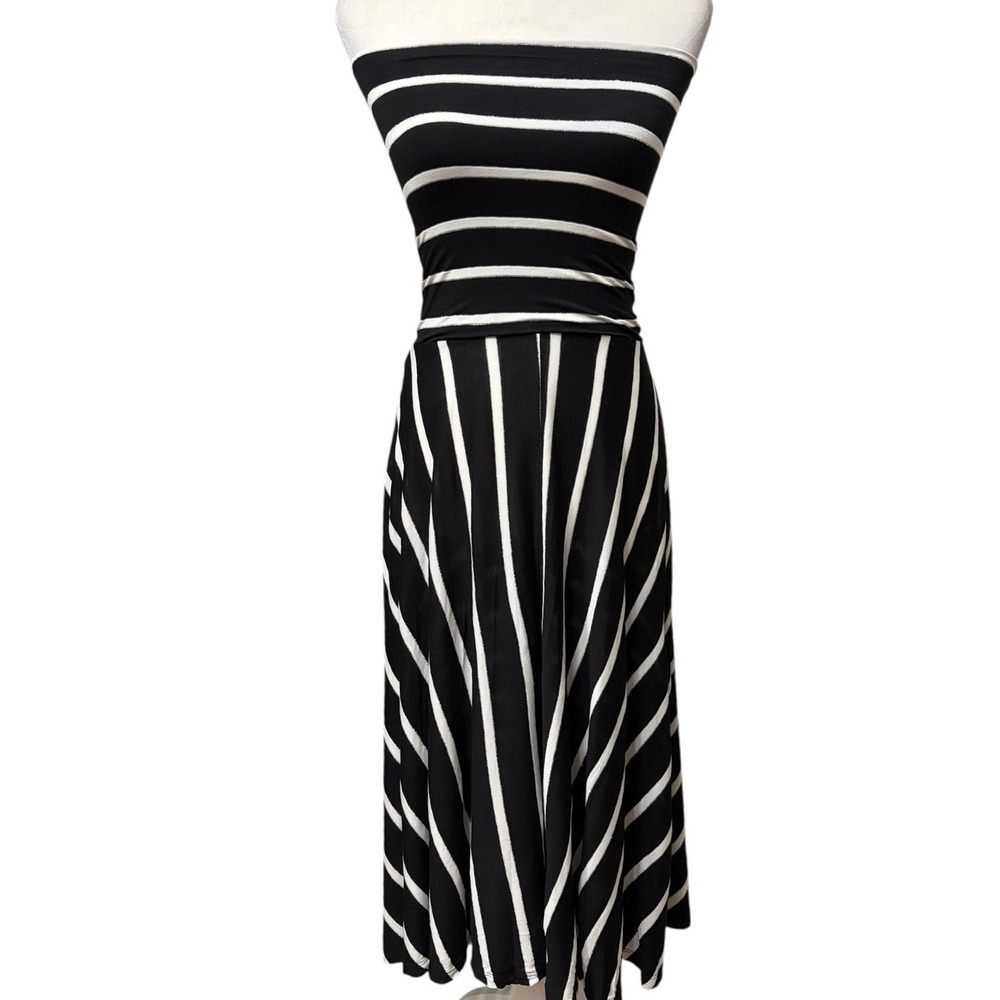 INC Black Striped Convertible Maxi Skirt‎ Tube Dress Women's Size XSP